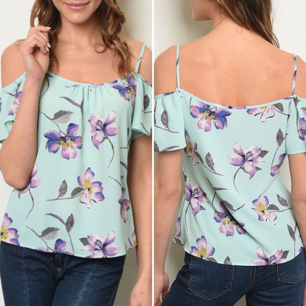 Mint Floral Top